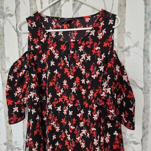 Lane Bryant Floral Cold Sleeve Blouse Size 16